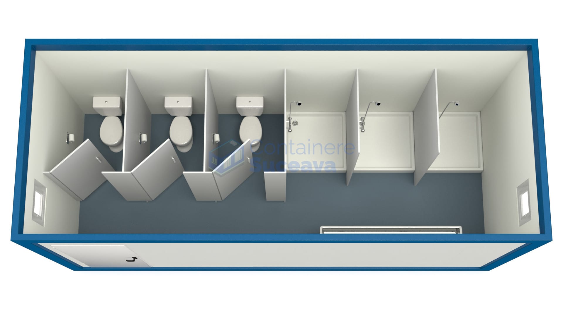 container sanitar suceava 6metri 3dusuri 3wc albastru