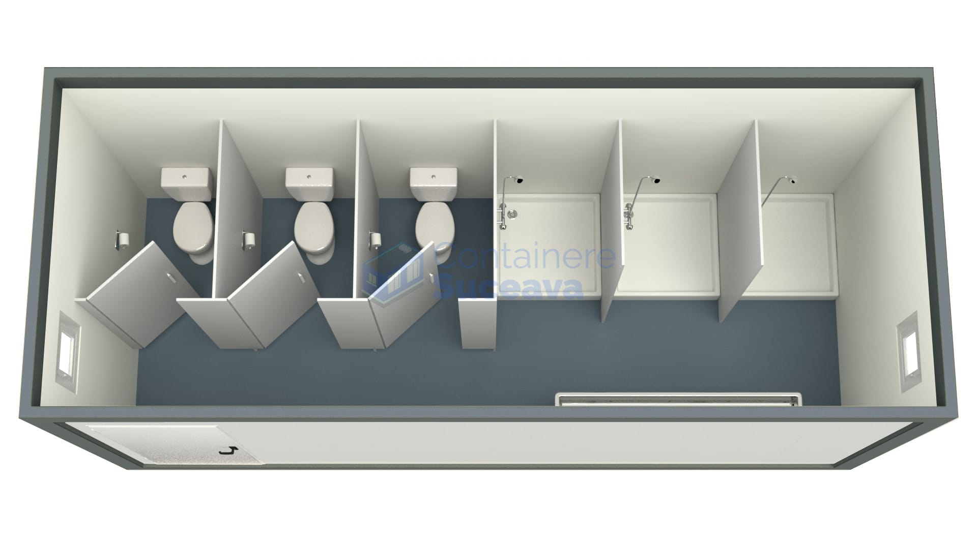 container sanitar suceava 6metri 3dusuri 3wc gri