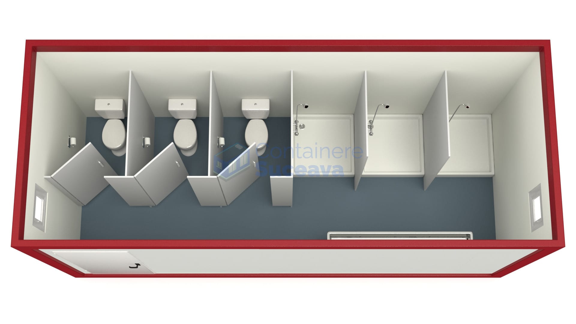 container sanitar suceava 6metri 3dusuri 3wc rosu