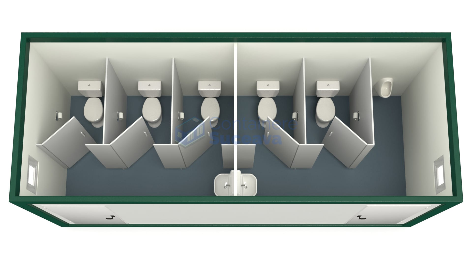 container sanitar suceava 6metri 5wc verde